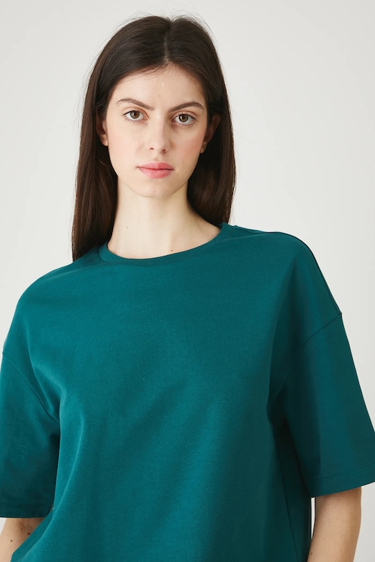 T-shirt bawełniany damski gładki turkusowy RW25.TSD010