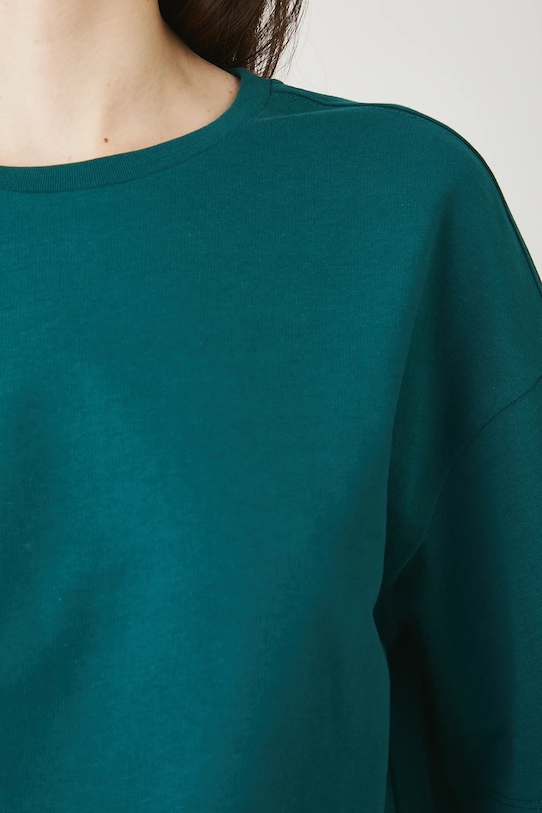 T-shirt bawełniany damski gładki RW25.TSD010 turkusowy