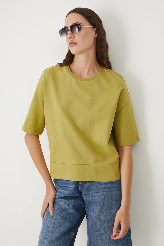 T-shirt bawełniany damski gładki bawełna zielony RW25.TSD010