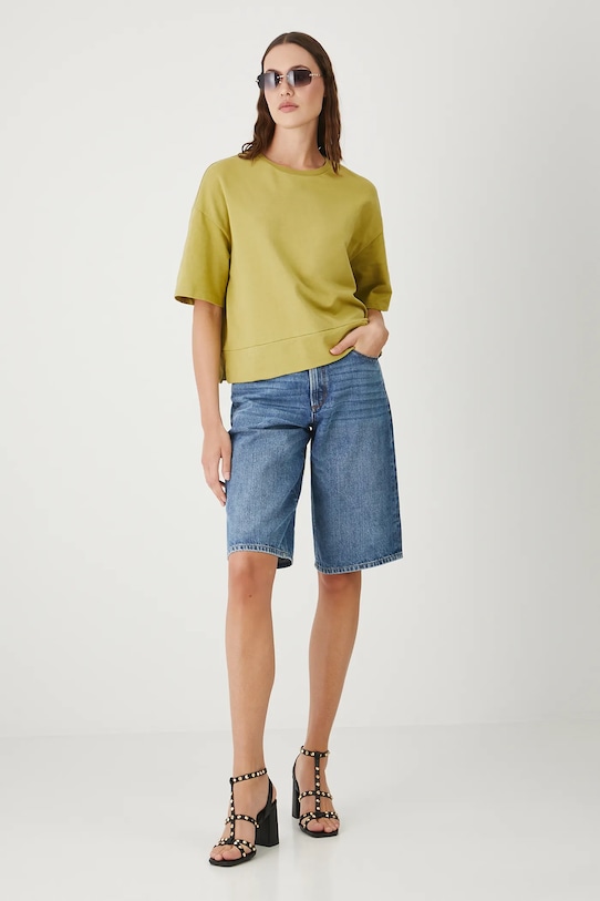 T-shirt bawełniany damski gładki RW25.TSD010 zielony RS26