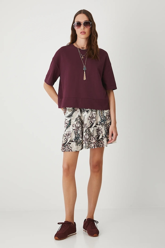 T-shirt bawełniany damski gładki bawełna bordowy RW25.TSD010