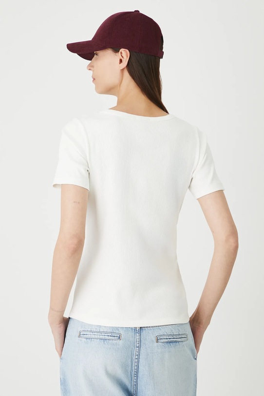 Odzież T-shirt bawełniany damski z elastanem prążkowany RW25-TSD020 beżowy