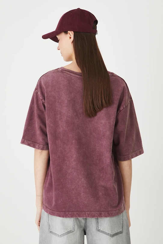 Odzież T-shirt bawełniany damski z efektem sprania RW25.TSD021 bordowy