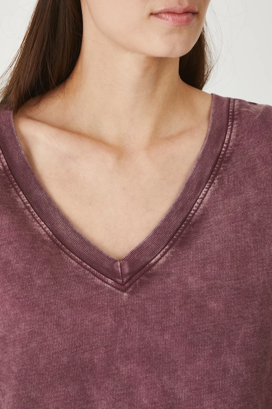 T-shirt bawełniany damski z efektem sprania RW25.TSD021 bordowy