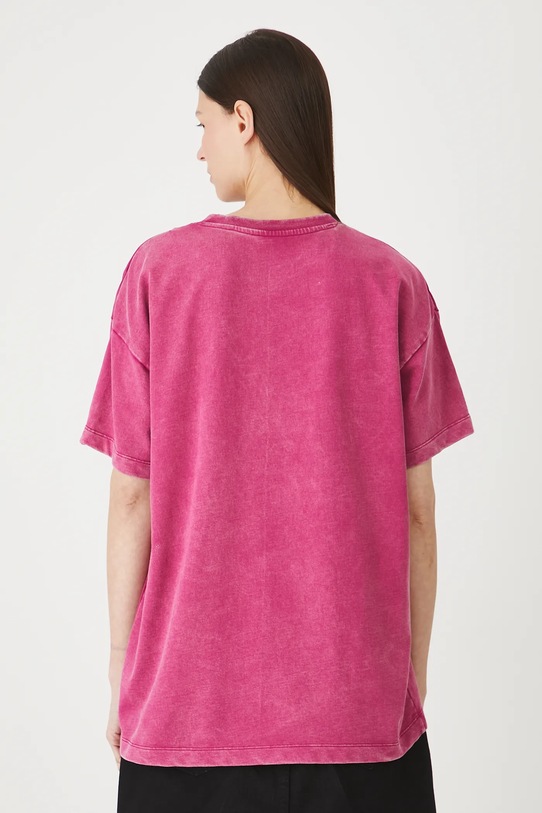 T-shirt bawełniany damski z efektem sprania RW25.TSD022 różowy RW25