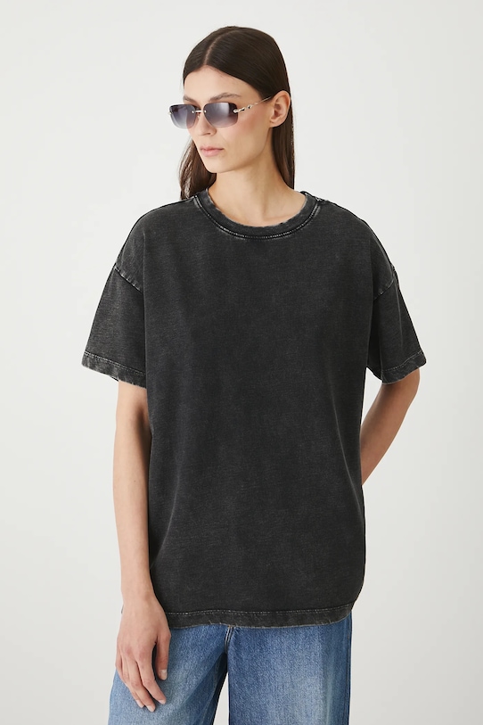 Odzież T-shirt bawełniany damski z efektem sprania RW25.TSD022 szary