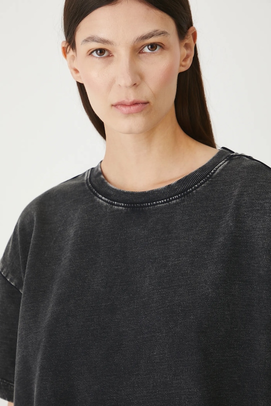 T-shirt bawełniany damski z efektem sprania szary RW25.TSD022