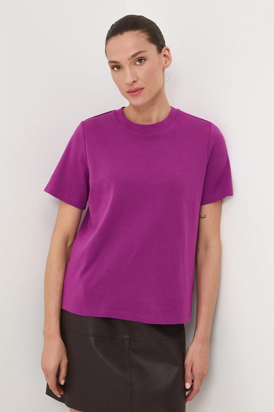Odzież T-shirt bawełniany damski interlock gładki RW25-TSD041 fioletowy