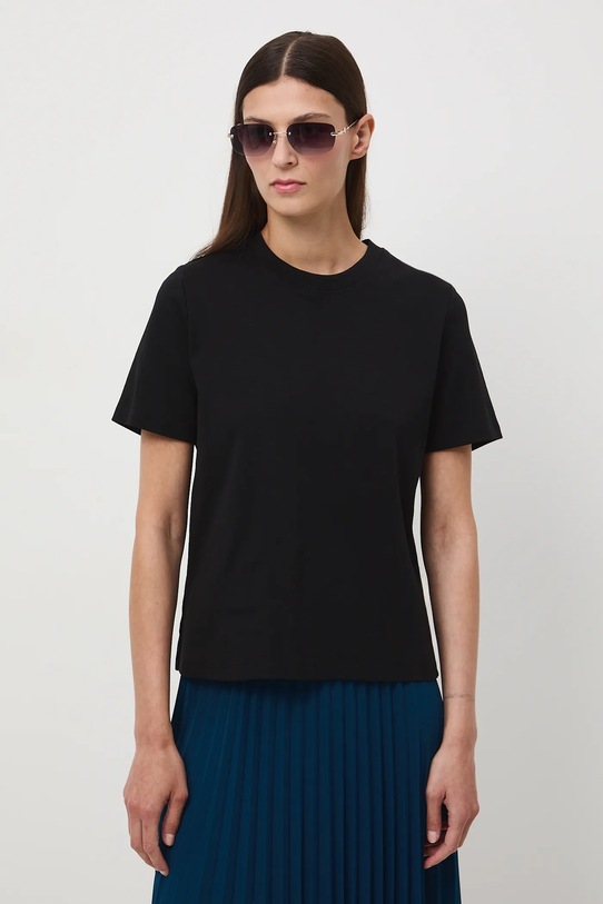 T-shirt bawełniany damski interlock gładki bawełna czarny RW25-TSD041