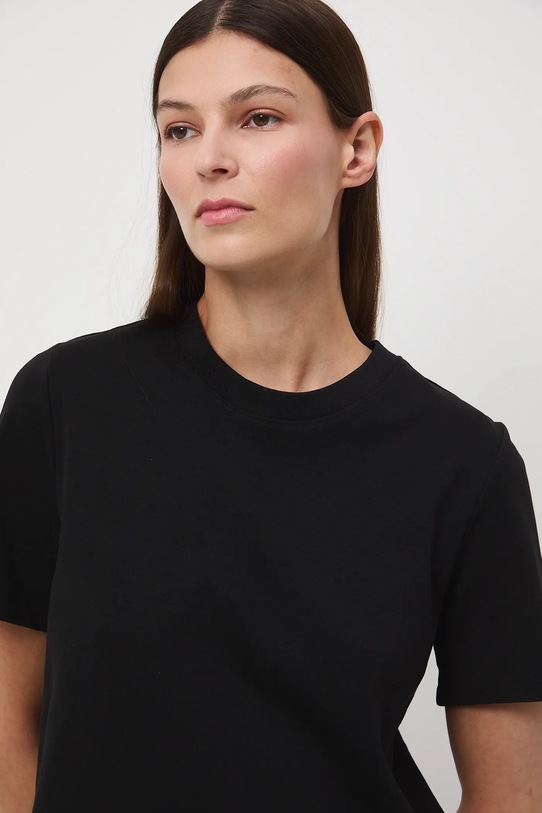 T-shirt bawełniany damski interlock gładki czarny RW25-TSD041