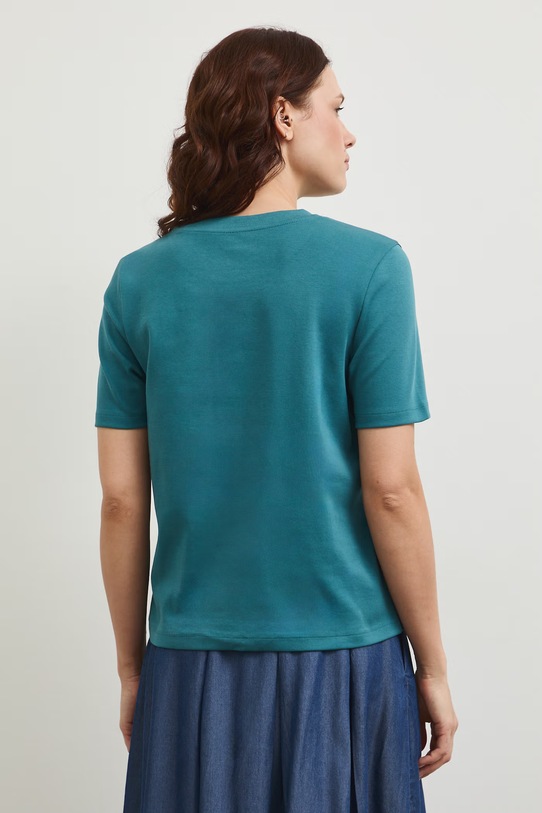 Oblečení Bavlněné tričko dámské s elastanem, interlock RW25-TSD102 tyrkysová