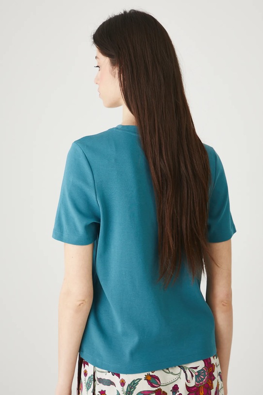 Odzież T-shirt bawełniany damski z elastanem interlock RW25-TSD102 turkusowy