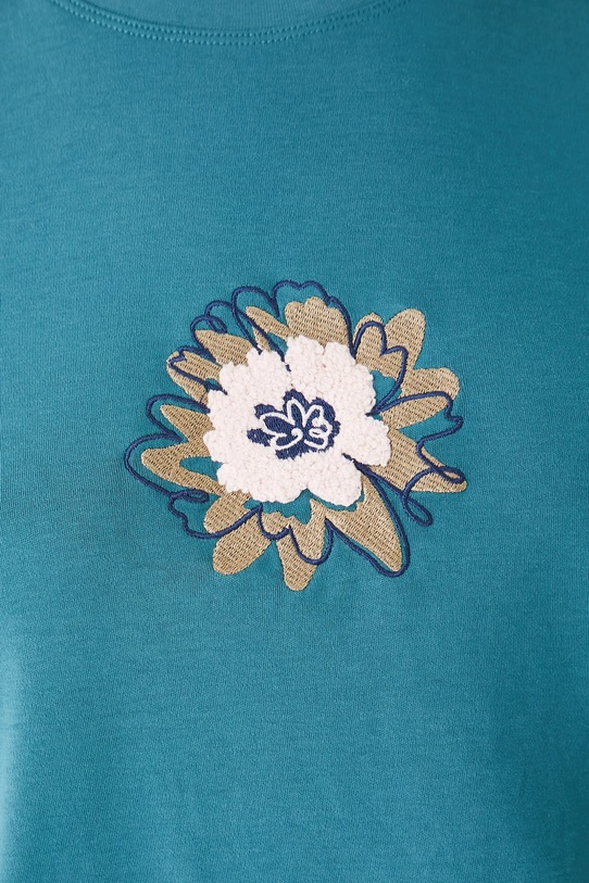 T-shirt bawełniany damski z elastanem interlock RW25-TSD102 turkusowy