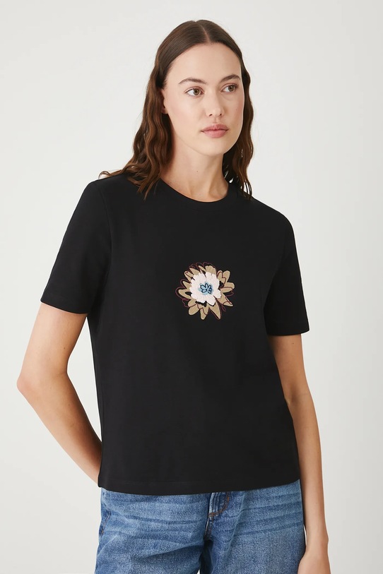 T-shirt bawełniany damski z elastanem interlock RW25-TSD102 czarny RS26