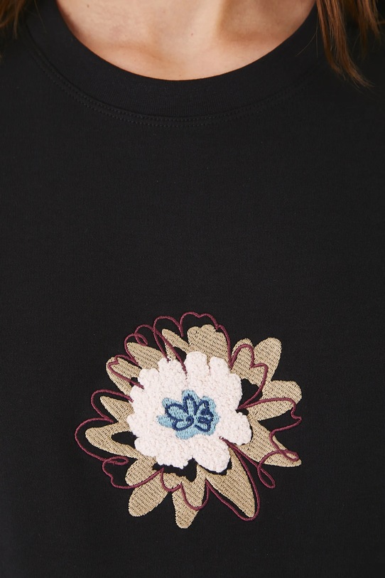 T-shirt bawełniany damski z elastanem interlock RW25-TSD102 czarny