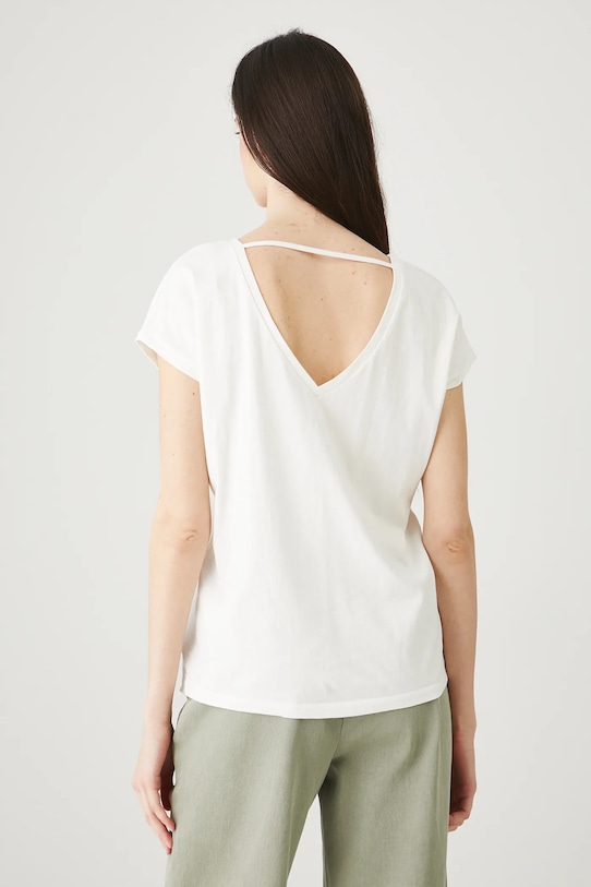 Odzież T-shirt bawełniany damski z nadrukiem RW25-TSD104 beżowy