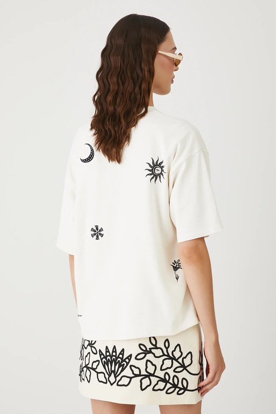 Odzież T-shirt bawełniany damski z elastanem interlock RW25-TSD106 beżowy