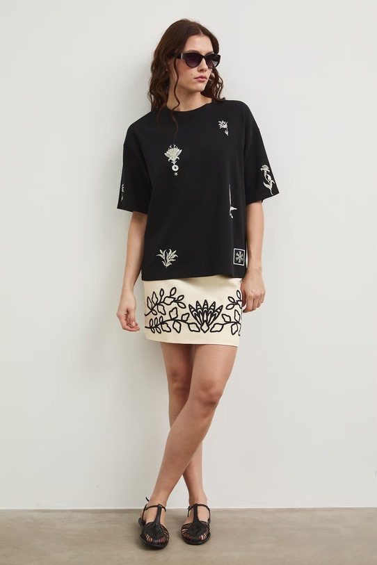 Bavlněné tričko dámské s elastanem, interlock RW25-TSD106 černá RS26