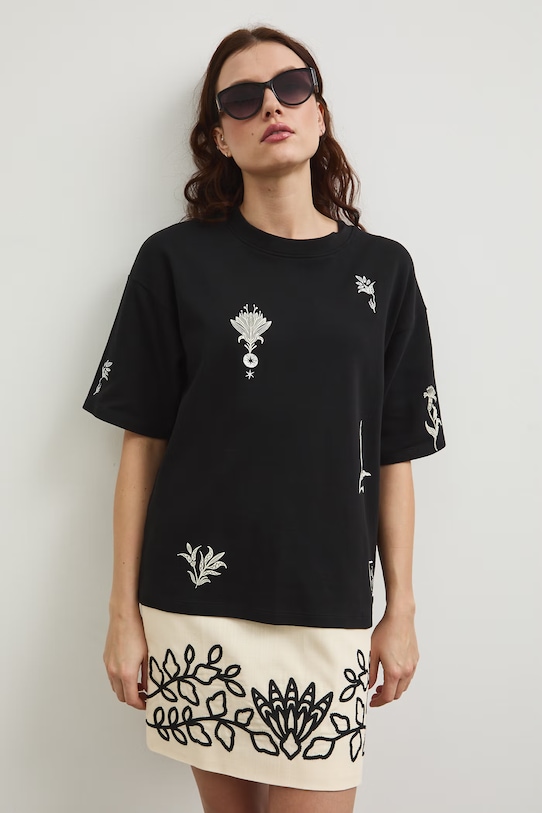 Oblečení Bavlněné tričko dámské s elastanem, interlock RW25-TSD106 černá