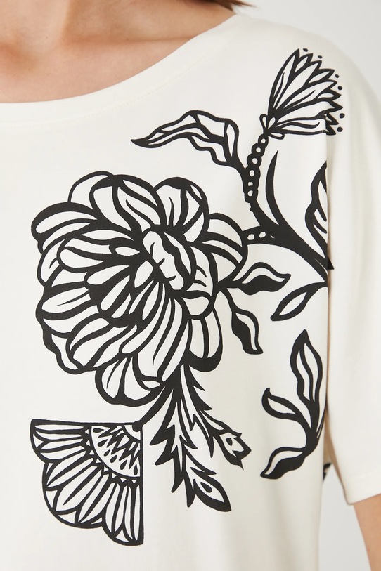 T-shirt damski z modalem z nadrukiem RW25-TSD108 beżowy