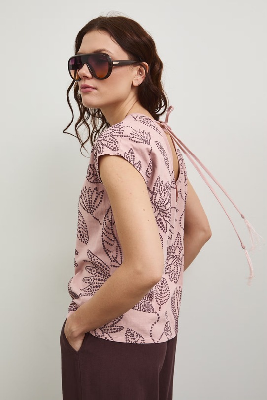 Medicine tricou din bumbac cu modele roz RW25-TSD109