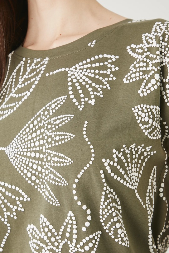 T-shirt bawełniany damski z wycięciem na plecach RW25-TSD109 zielony