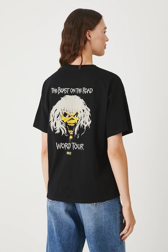 T-shirt bawełniany damski Iron Maiden RW25.TSD171 czarny RW25