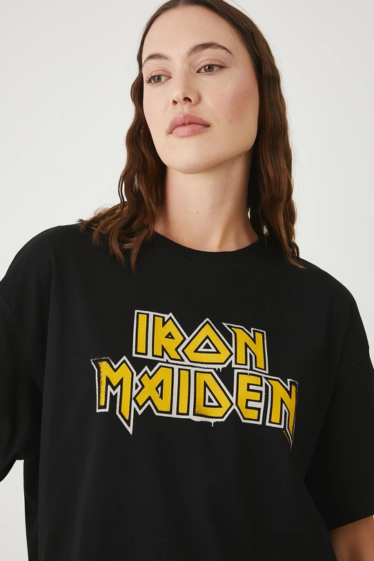 T-shirt bawełniany damski Iron Maiden czarny RW25.TSD171