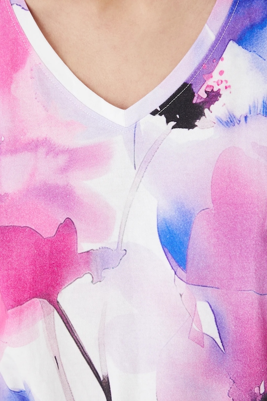 T-shirt bawełniany damski w kwiaty RW25.TSD202 biały