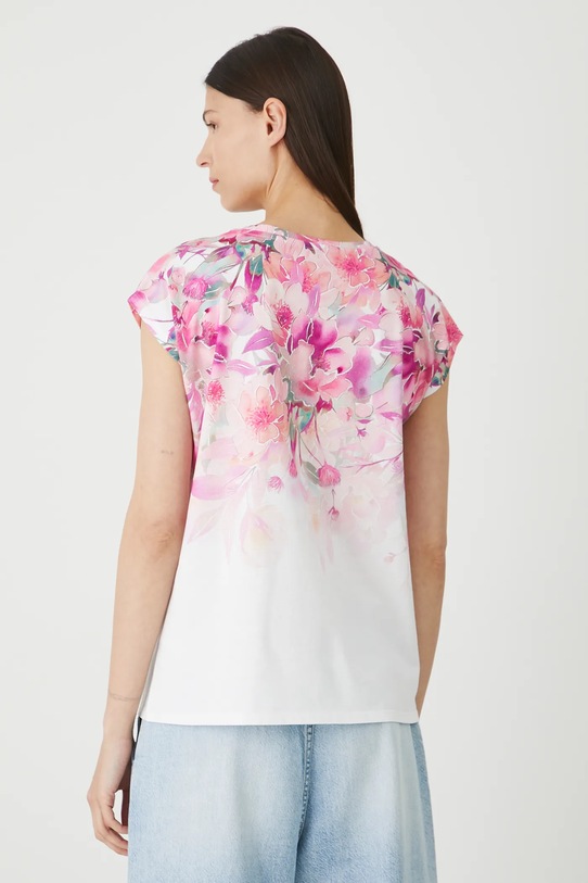 Odzież T-shirt bawełniany damski w kwiaty RW25.TSD202 biały