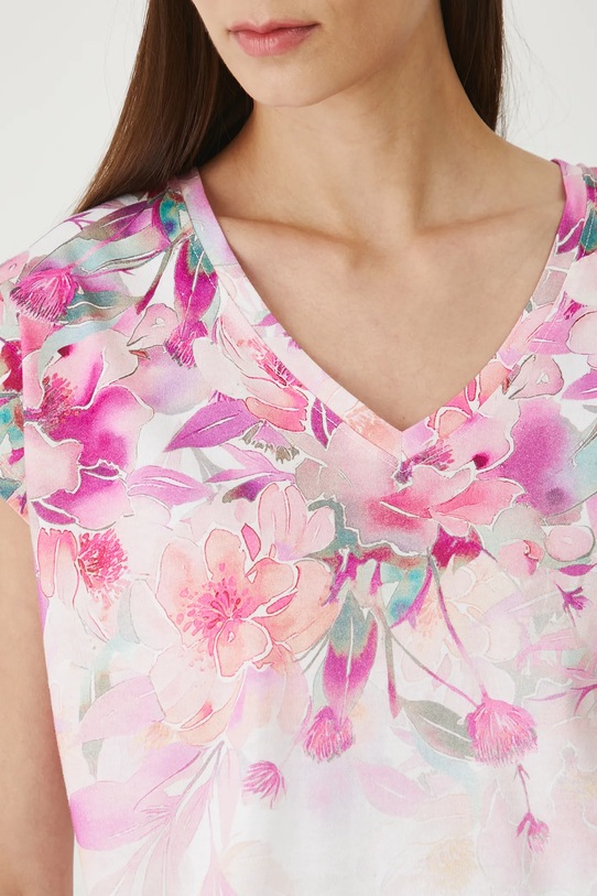 T-shirt bawełniany damski w kwiaty RW25.TSD202 biały