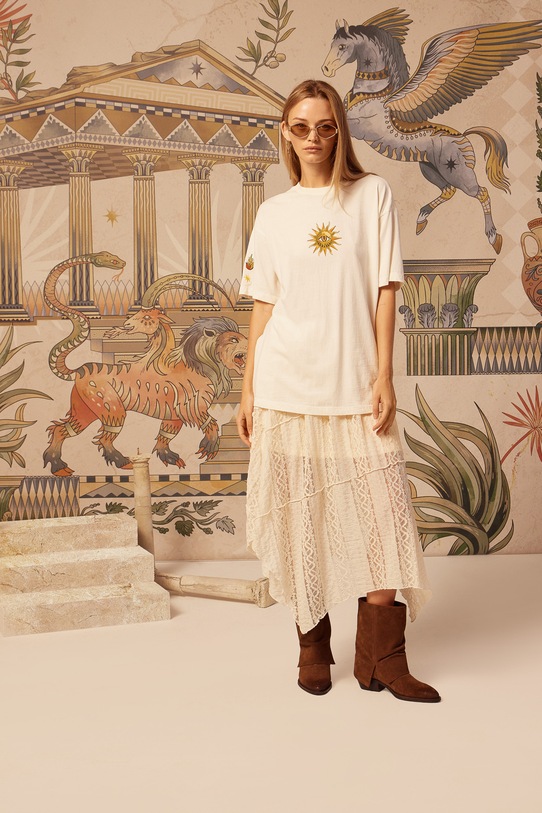 Medicine tricou din bumbac imprimeu bej RW25-TSD251