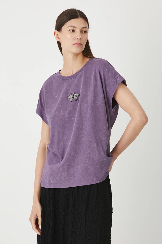 T-shirt bawełniany damski z kolekcji Lands of Legends – Arkadia fioletowy RW25-TSD252