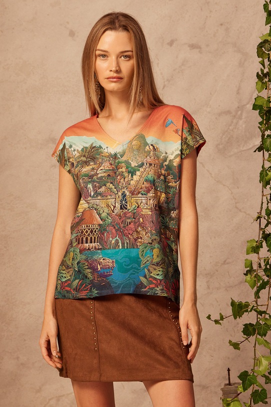 Medicine tricou cu modele multicolor RW25-TSD253