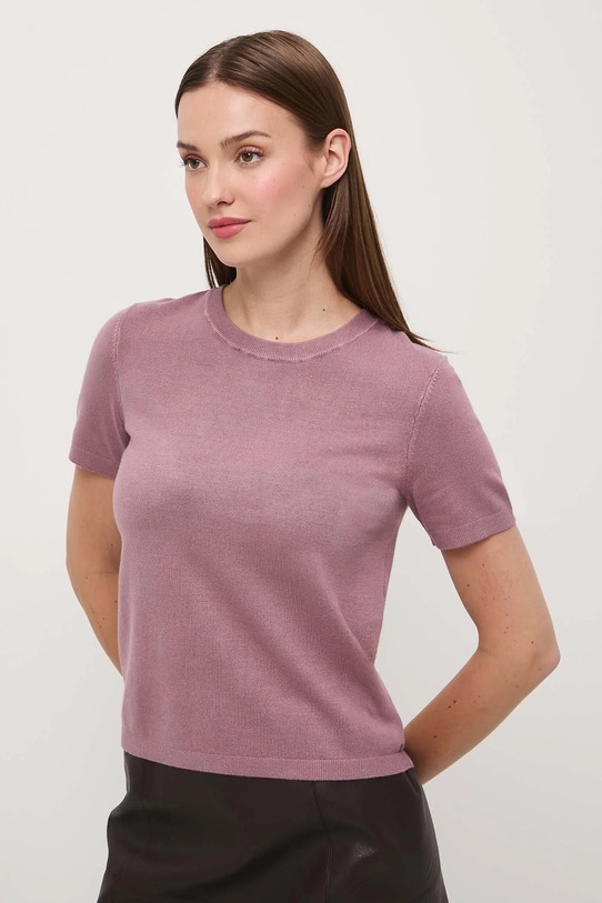T-shirt damski gładki z wiskozą RW25-TSD304 różowy RW25