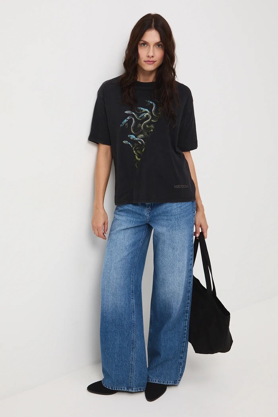 T-shirt bawełniany damski z nadrukiem RW25-TSD305 szary RW25