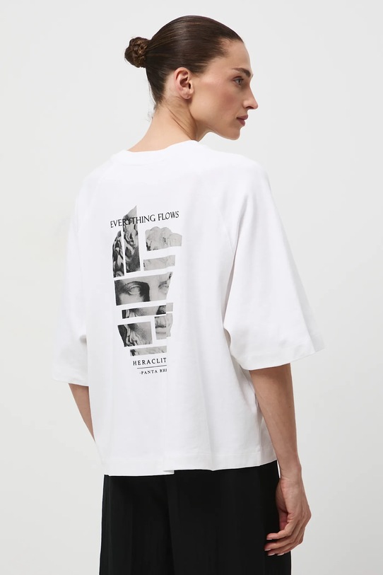 T-shirt bawełniany damski z kolekcji Science – Words of Wisdom RW25-TSD353 beżowy RW25