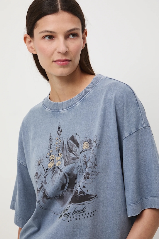 Medicine tricou din bumbac print albastru RW25-TSD403