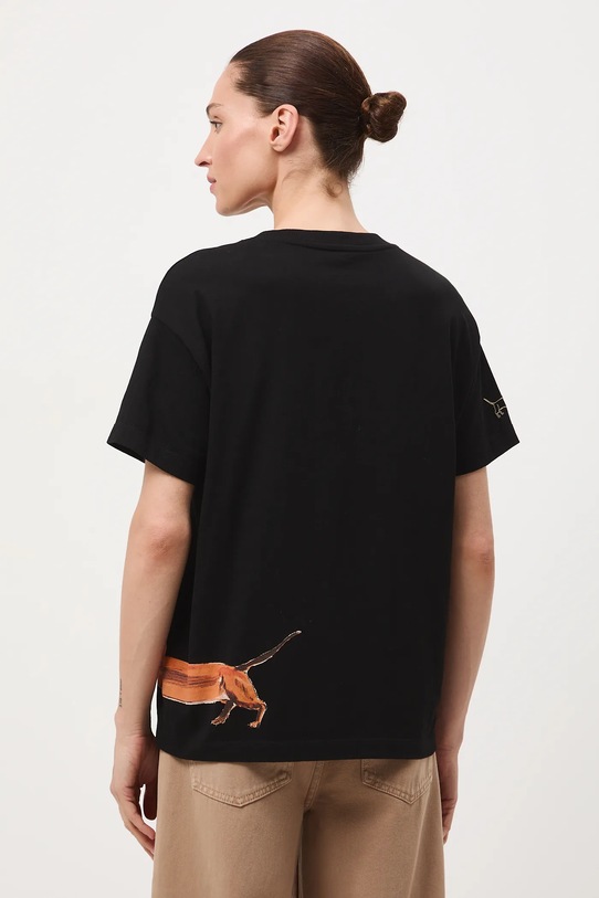 T-shirt bawełniany damski z okazji Dnia Psa – Zofia Różycka x Medicine RW25-TSD452 czarny RW25