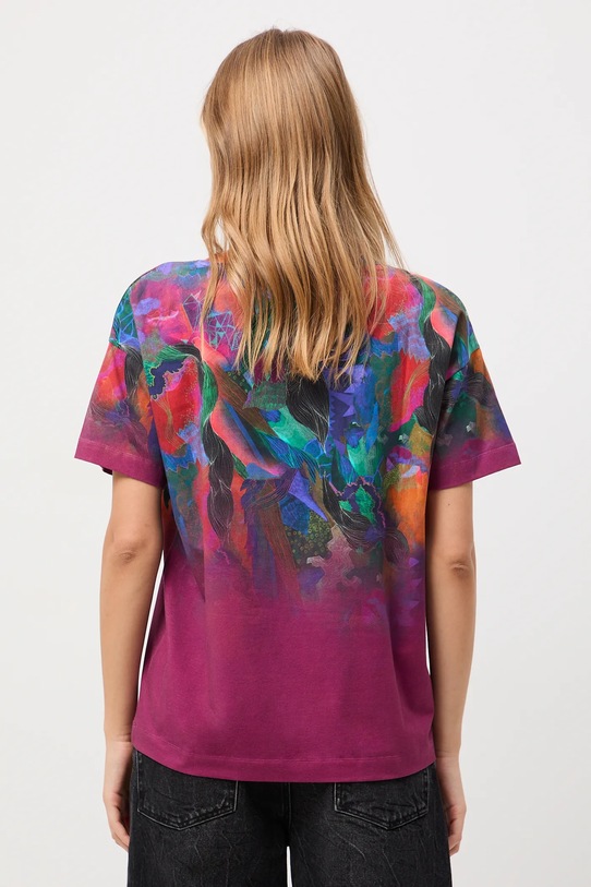 T-shirt bawełniany damski z elastanem z kolekcji Tajemniczy Świat Medicine fioletowy RW25-TSD551
