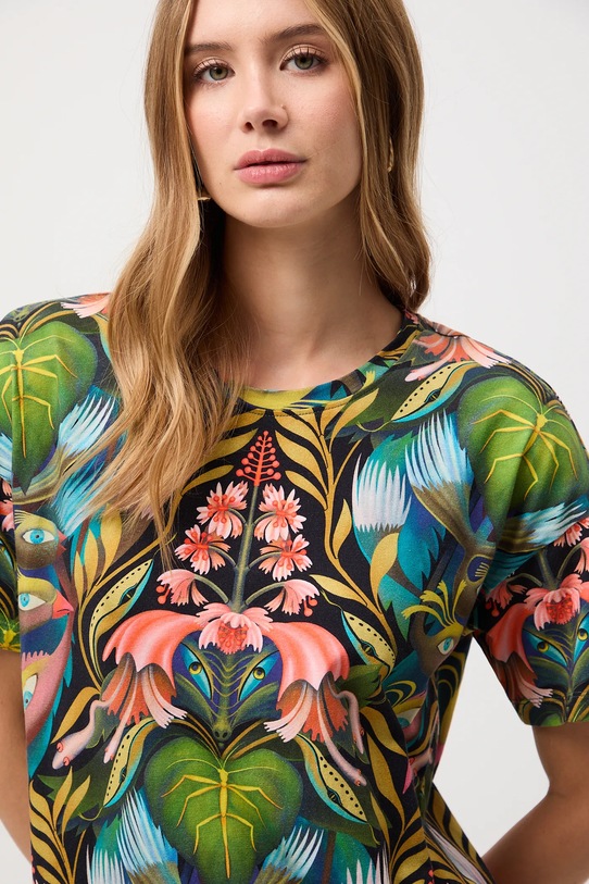 T-shirt bawełniany damski z elastanem z kolekcji Tajemniczy Świat Medicine RW25-TSD554 multicolor RW25