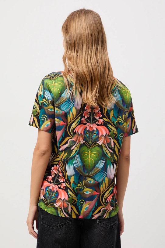 T-shirt bawełniany damski z elastanem z kolekcji Tajemniczy Świat Medicine multicolor RW25-TSD554