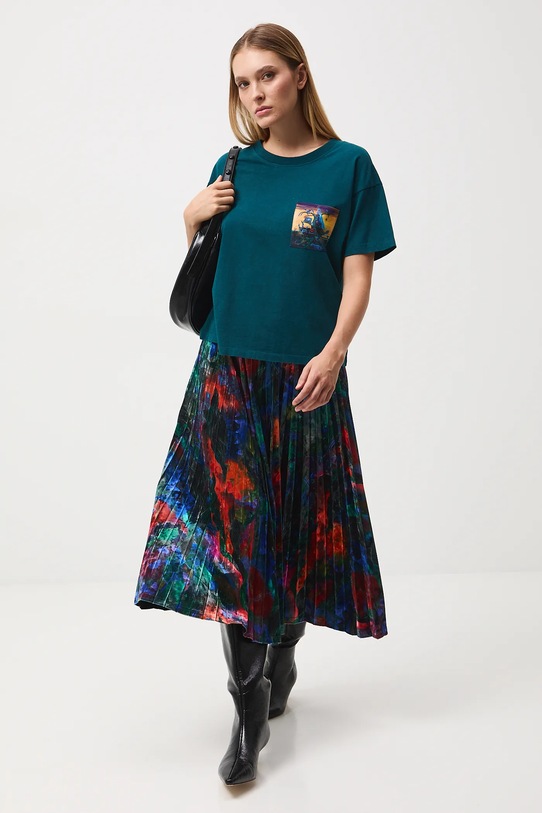T-shirt bawełniany damski z kolekcji Tajemniczy Świat Medicine RW25-TSD555 turkusowy RW25