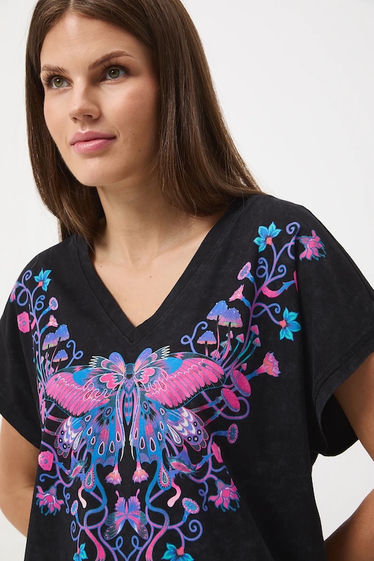 T-shirt bawełniany damski z efektem sprania bawełna szary RW25-TSD601