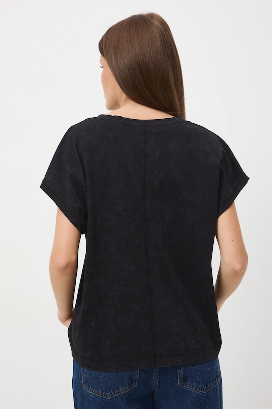 Odzież T-shirt bawełniany damski z efektem sprania RW25-TSD601 szary