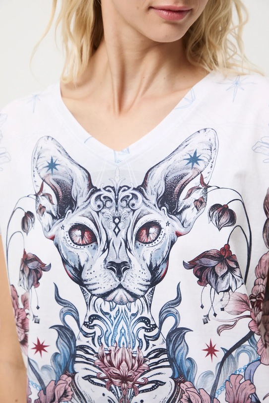 T-shirt bawełniany damski wzorzysty RW25-TSD702