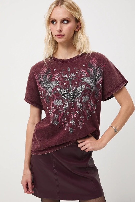Medicine t-shirt bawełniany nadruk bordowy RW25-TSD704