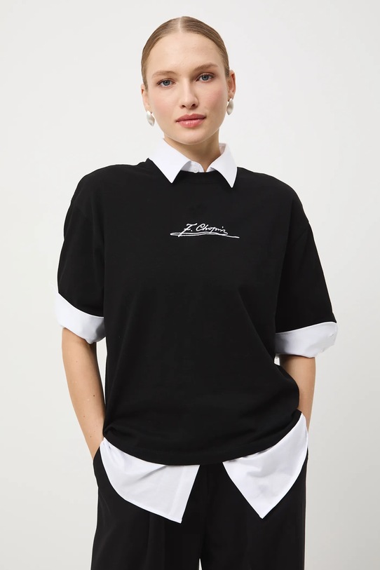 Odzież T-shirt bawełniany damski z kolekcji Narodowy Instytut Fryderyka Chopina x Medicine RW25-TSD750 czarny