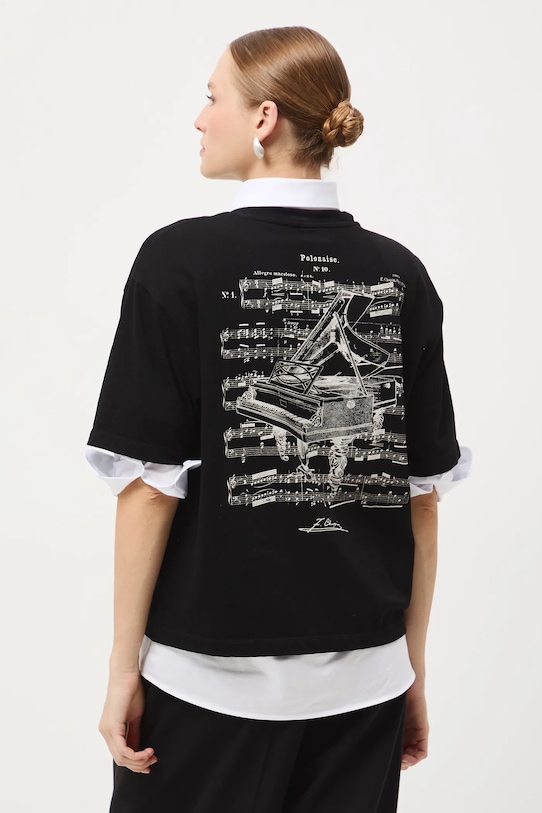 T-shirt bawełniany damski z kolekcji Narodowy Instytut Fryderyka Chopina x Medicine czarny RW25-TSD750