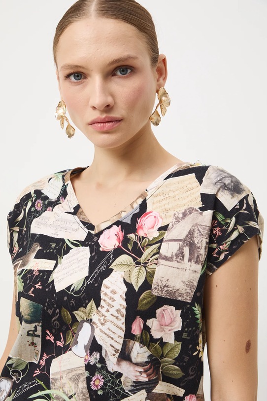 T-shirt bawełniany damski z kolekcji Narodowy Instytut Fryderyka Chopina x Medicine RW25-TSD752 czarny